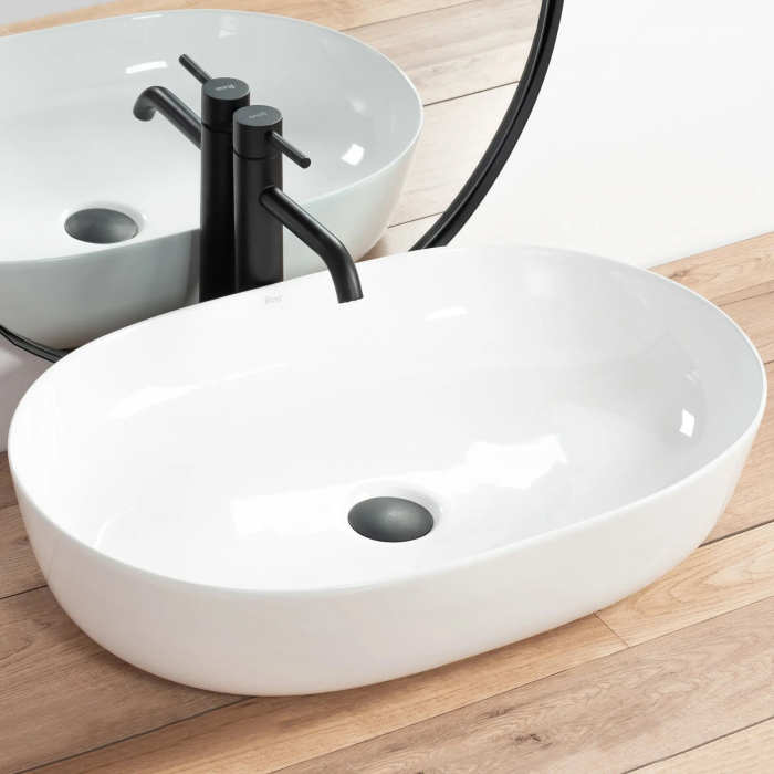 Lavoar pe blat Cleo Alb - Rea, ceramica, alb lucios [2]