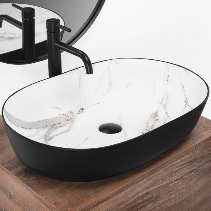 Lavoar pe blat Cleo Black Aiax Mat, ceramica, negru mat [2]