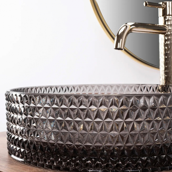Lavoar pe blat Cristal Black, sticla, negru lucios [2]