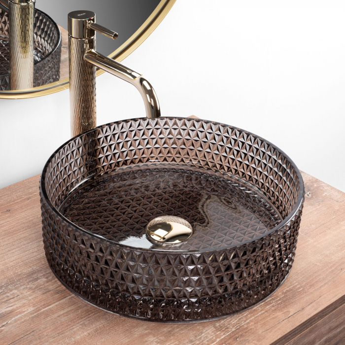 Lavoar pe blat Cristal Black, sticla, negru lucios [3]