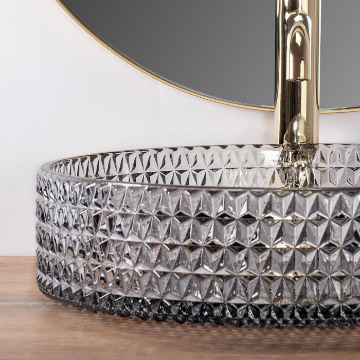 Lavoar pe blat Cristal Grey 39, sticla, Gri [4]
