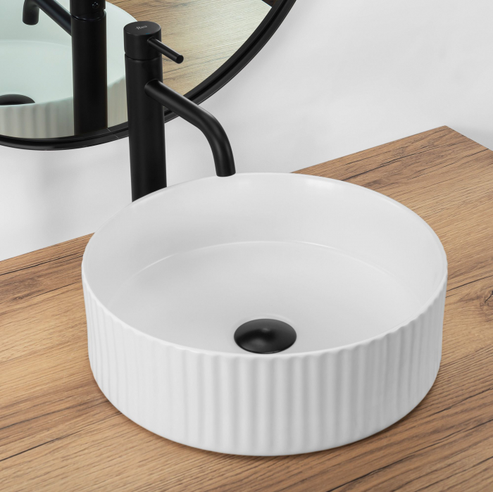 Lavoar pe blat Dalia, ceramica, alb lucios [6]