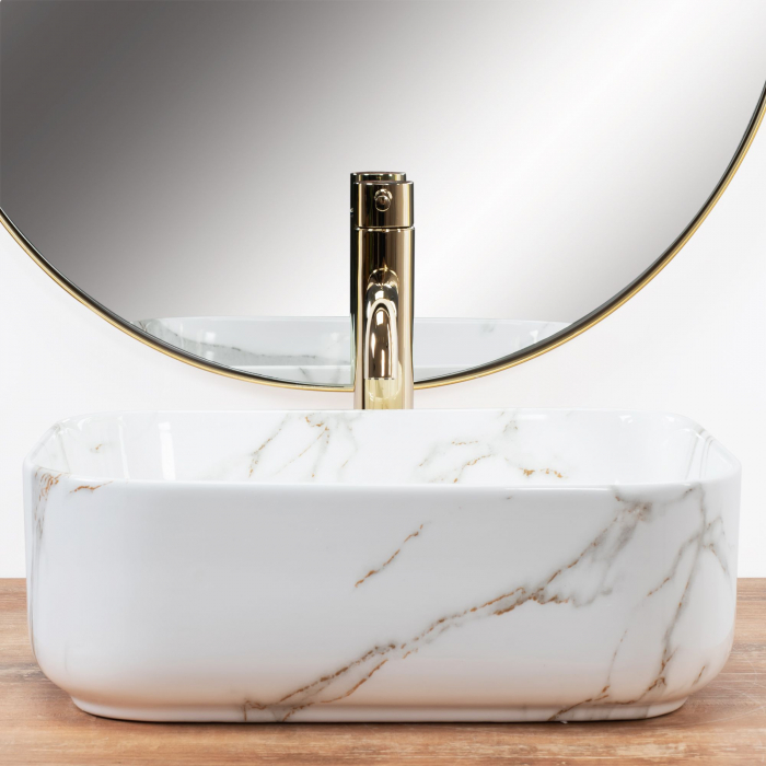 Lavoar pe blat Demi Mini Aiax Shiny, ceramica, imitatie de piatra [3]
