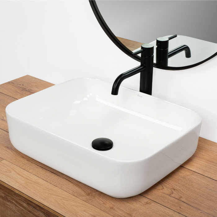 Lavoar pe blat Demi Slim, ceramica, alb lucios [4]