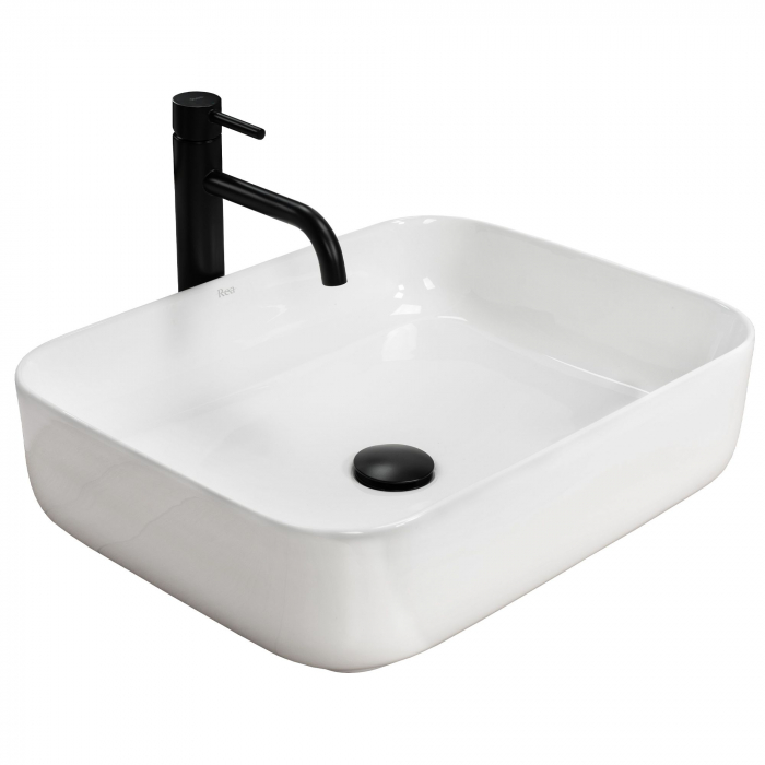 Lavoar pe blat Demi Slim, ceramica, alb lucios [1]