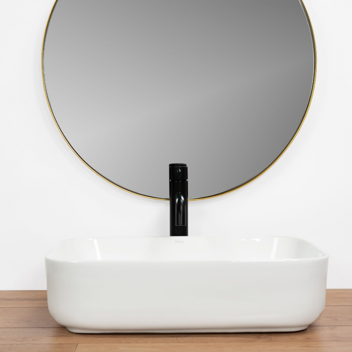 Lavoar pe blat Demi Slim, ceramica, alb lucios [5]