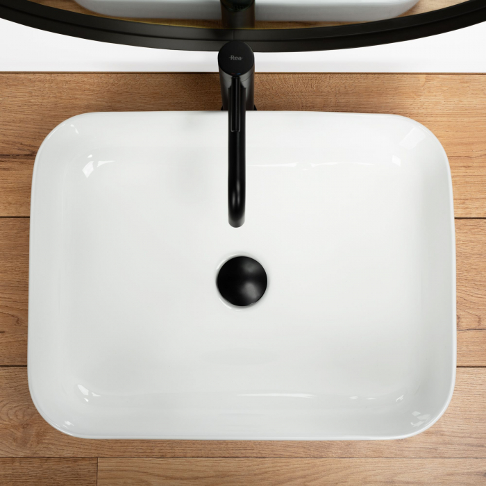 Lavoar pe blat Demi Slim, ceramica, alb lucios [3]