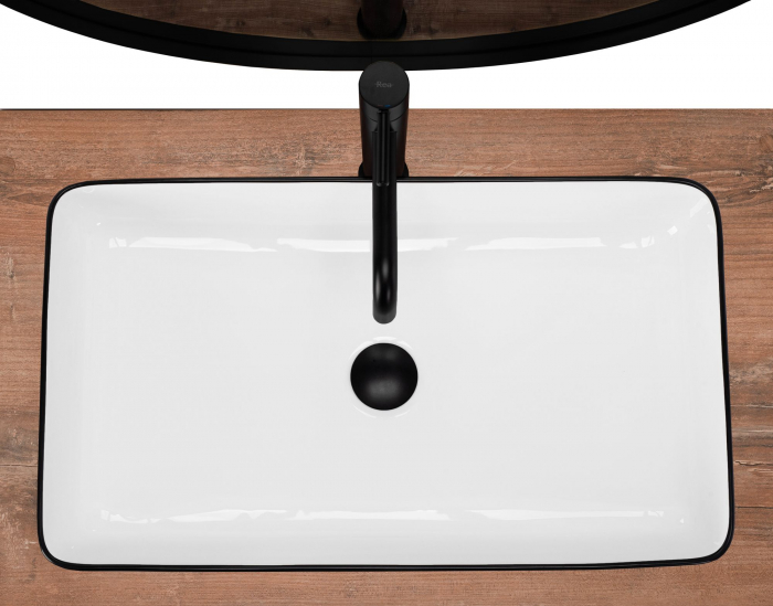 Lavoar pe blat Denis Black Edge, ceramica, alb lucios [4]