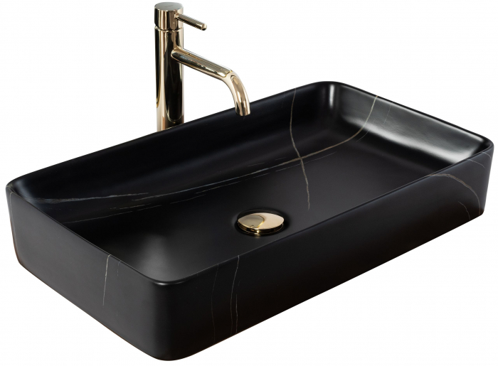 Lavoar pe blat Denis Black Stone Matt, ceramica, imitatie de piatra [1]
