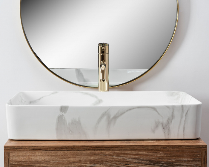 Lavoar pe blat Denis Shiny Marmo, ceramica, cu model [4]