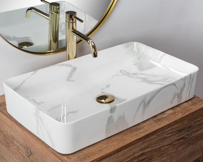Lavoar pe blat Denis Shiny Marmo, ceramica, cu model [3]