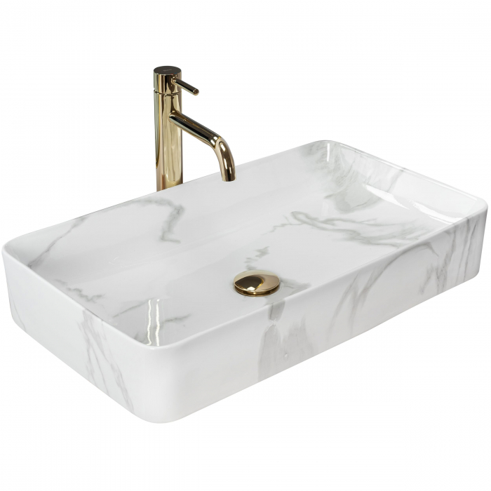 Lavoar pe blat Denis Shiny Marmo, ceramica, cu model [1]