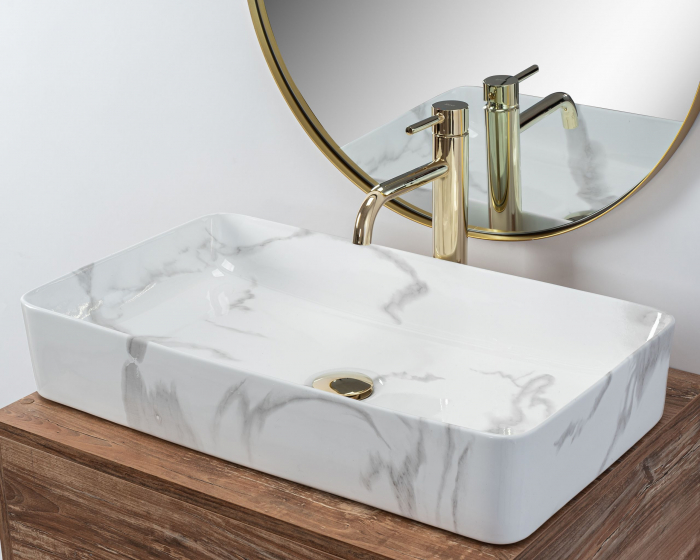Lavoar pe blat Denis Shiny Marmo, ceramica, cu model [2]