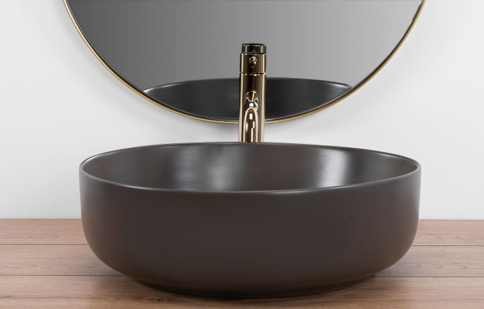 Lavoar pe blat Elma Gri Cald Mat, ceramica, Gri mat [3]