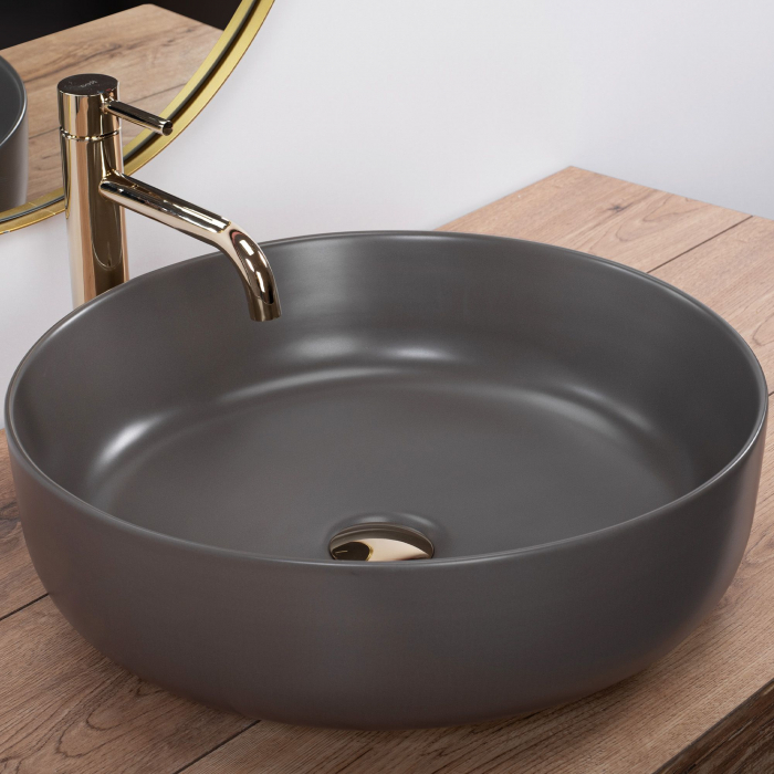 Lavoar pe blat Elma Gri Cald Mat, ceramica, Gri mat [2]