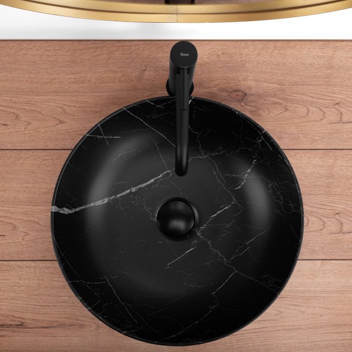 Lavoar pe blat Fibo Black Matt, ceramica, negru mat [4]