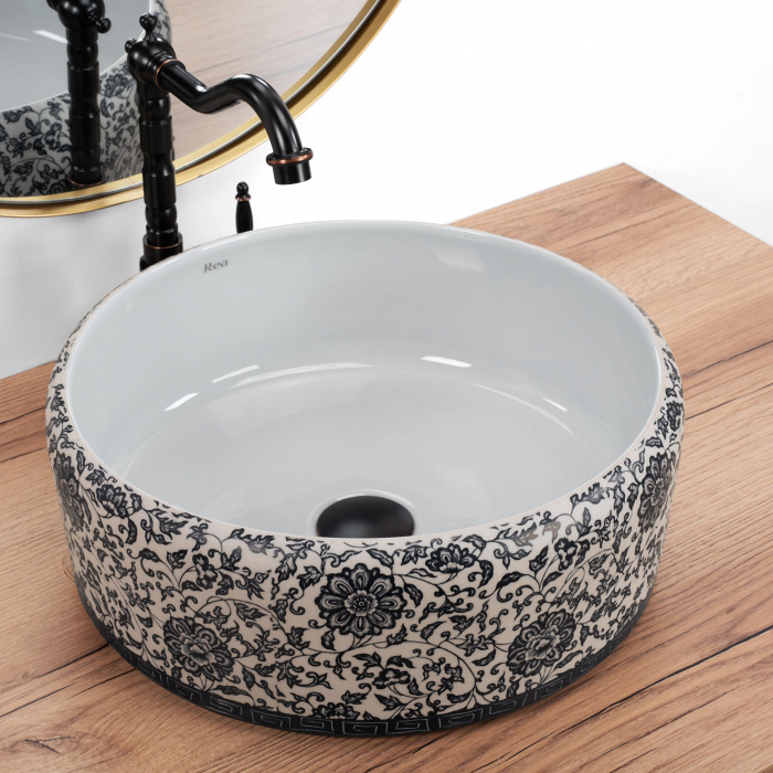 Lavoar pe blat Florisa, ceramica, cu model [5]