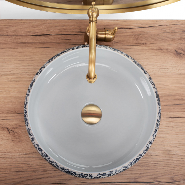 Lavoar pe blat Florisa, ceramica, cu model [4]