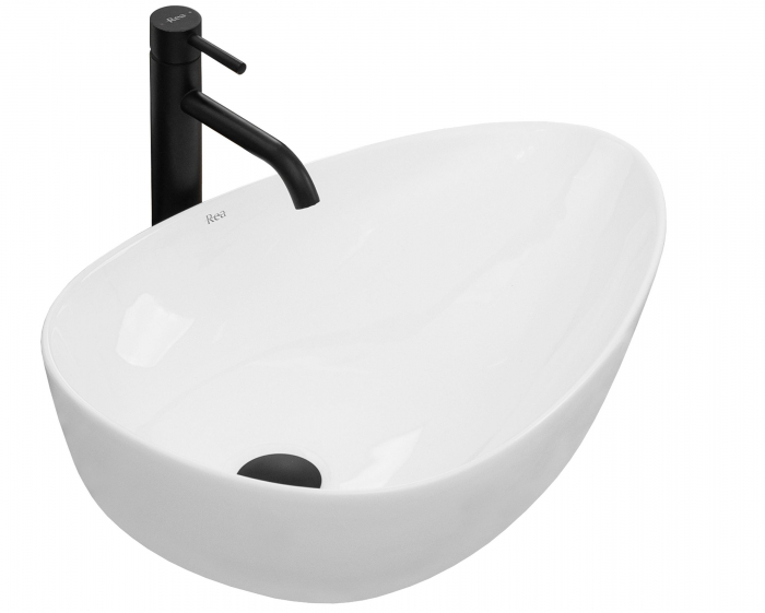 Lavoar pe blat Greta 55, ceramica, alb lucios [1]