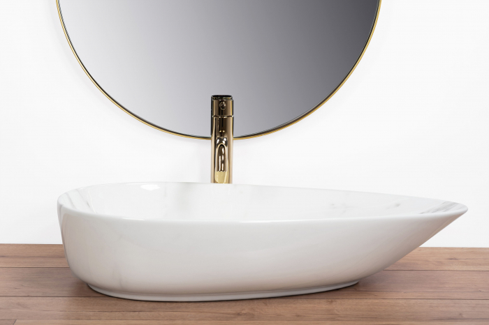 Lavoar pe blat Greta 65 Bianco Shiny, ceramica, imitatie de piatra [5]