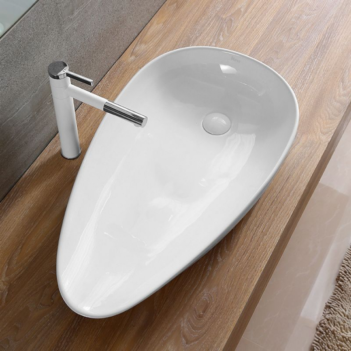 Lavoar pe blat Greta 75, ceramica, alb lucios [4]