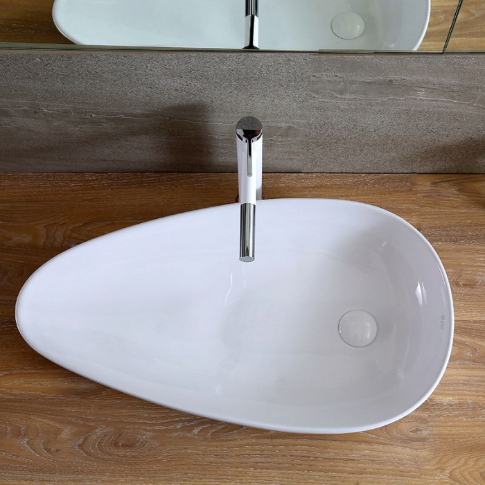 Lavoar pe blat Greta 75, ceramica, alb lucios [5]