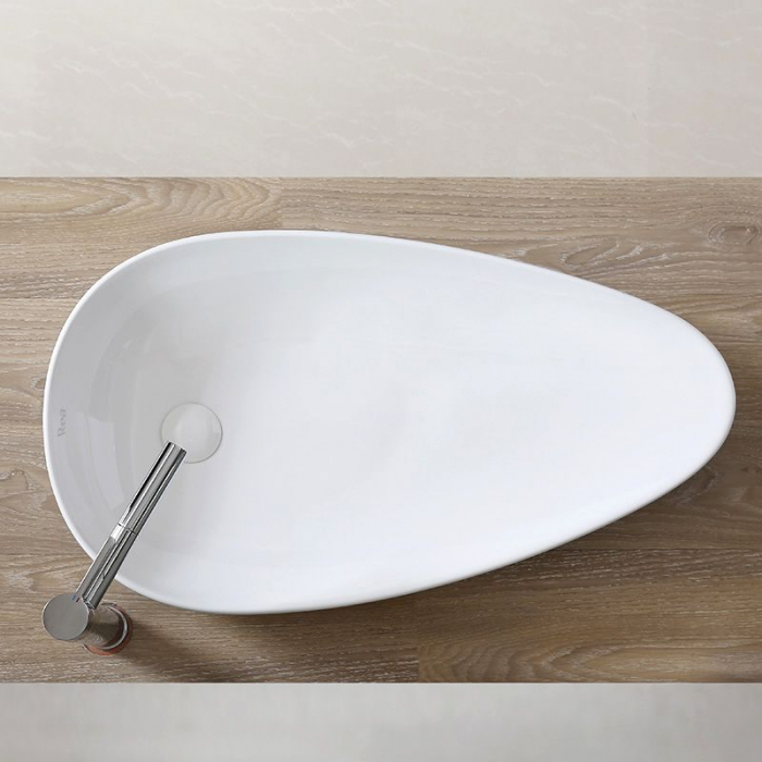 Lavoar pe blat Greta 75, ceramica, alb lucios [3]