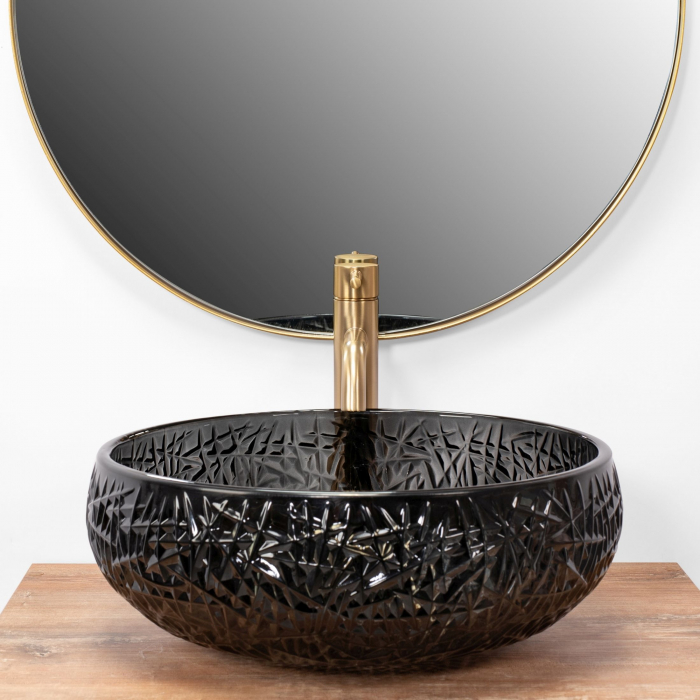 Lavoar pe blat Ice Negru, sticla, transparent [6]