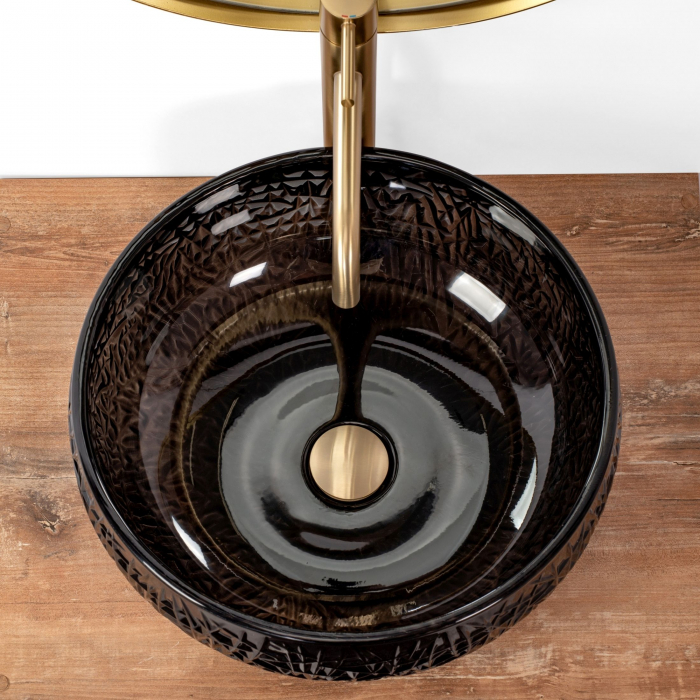 Lavoar pe blat Ice Negru, sticla, transparent [4]