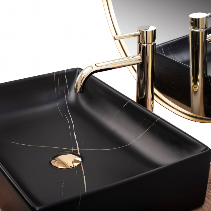 Lavoar pe blat Inga Black Marble Mat, ceramica, negru mat [8]