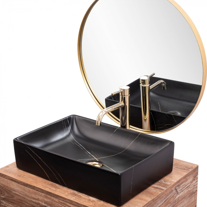 Lavoar pe blat Inga Black Marble Mat, ceramica, negru mat [3]