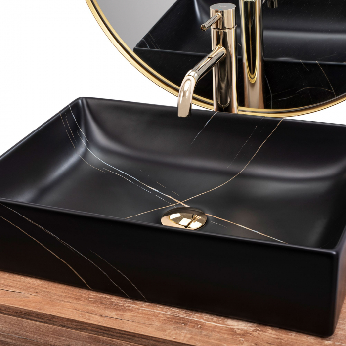 Lavoar pe blat Inga Black Marble Mat, ceramica, negru mat [7]