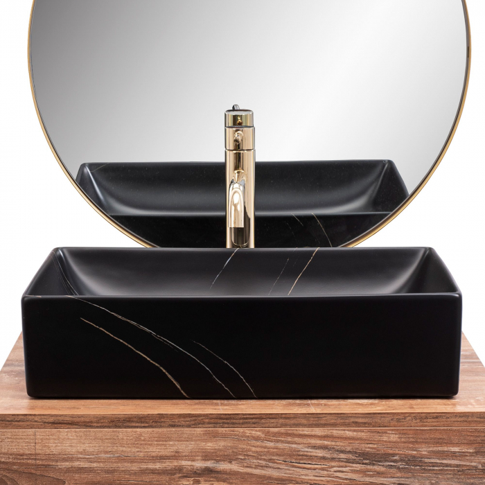 Lavoar pe blat Inga Black Marble Mat, ceramica, negru mat [6]