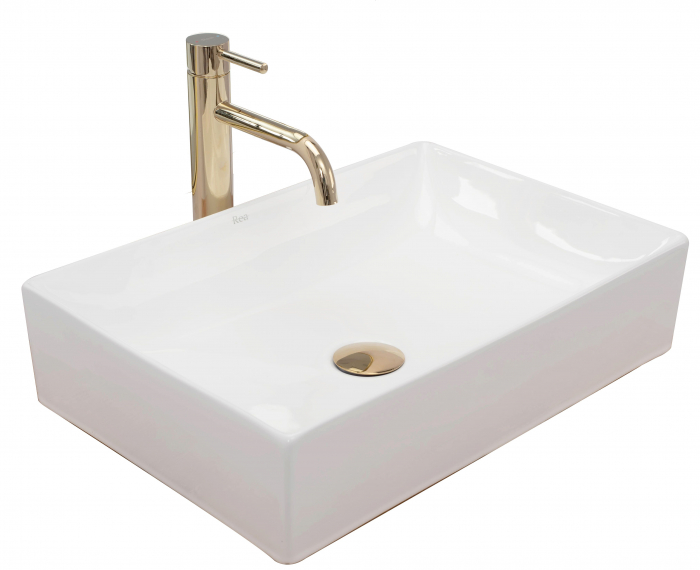 Lavoar pe blat Inga White, ceramica, alb lucios [1]