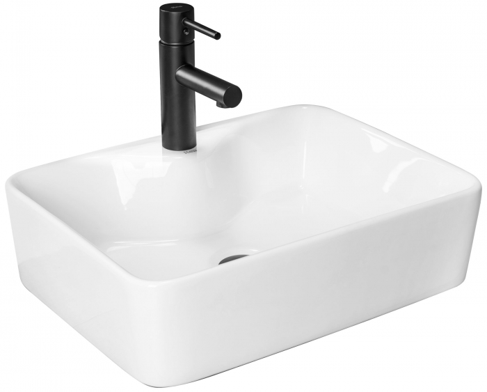 Lavoar pe blat Kelly, ceramica, alb lucios [1]