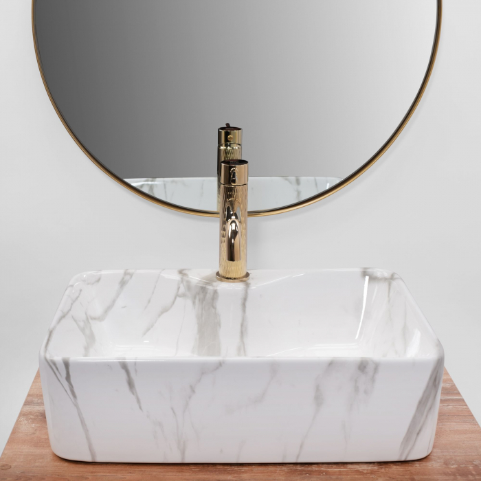 Lavoar pe blat Kelly Marmo, ceramica, imitatie de piatra [3]