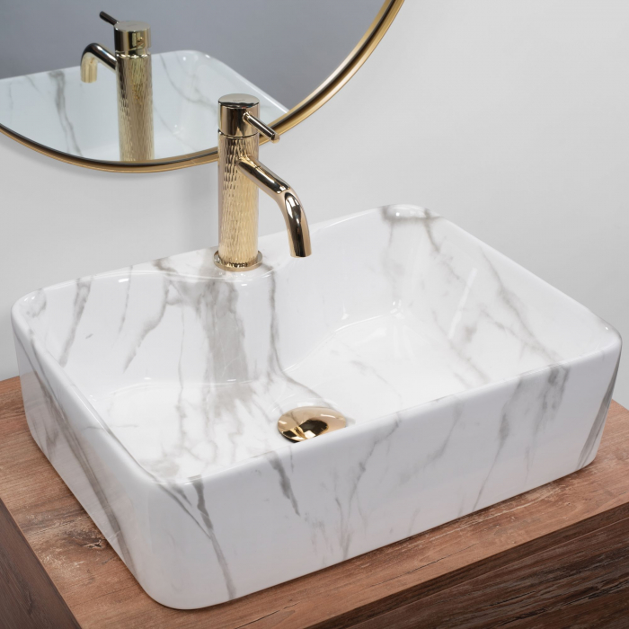 Lavoar pe blat Kelly Marmo, ceramica, imitatie de piatra [2]