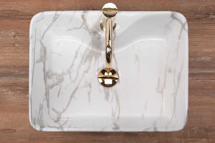 Lavoar pe blat Kelly Marmo, ceramica, imitatie de piatra [5]