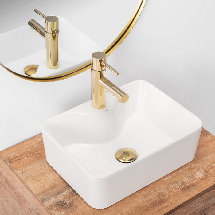 Lavoar pe blat Kelly Mini Alb, ceramica, alb lucios [4]