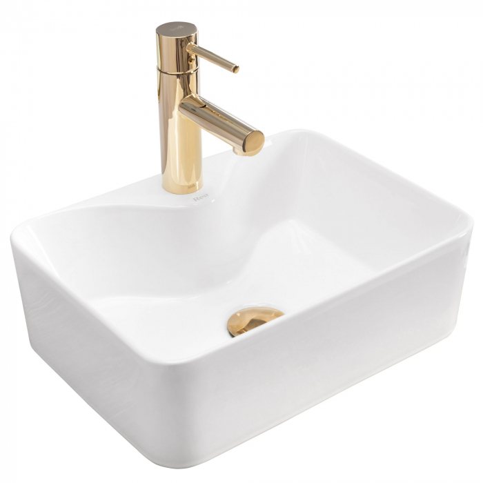 Lavoar pe blat Kelly Mini Alb, ceramica, alb lucios [1]