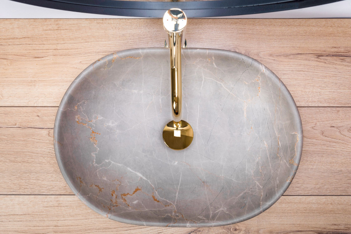Lavoar pe blat Lara Bej Beige, ceramica, Bej [3]