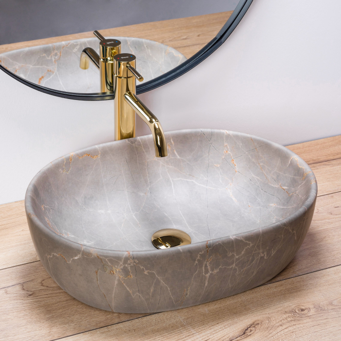 Lavoar pe blat Lara Bej Beige, ceramica, Bej [2]