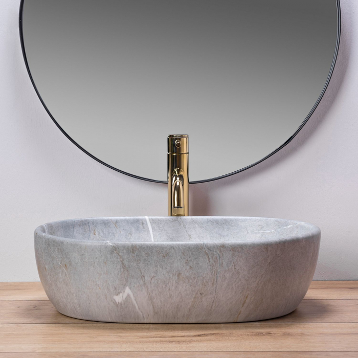 Lavoar pe blat Lara Gri Grey, ceramica, Gri [4]