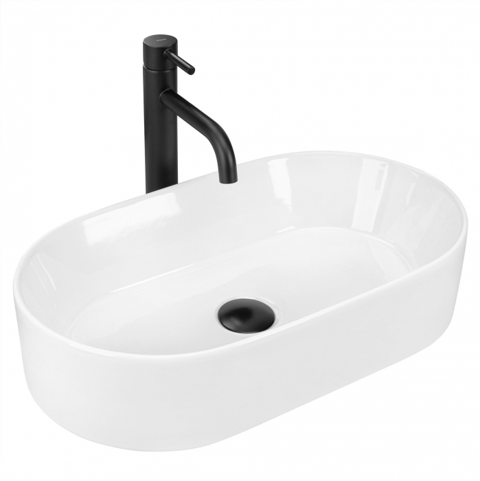 Lavoar pe blat Layla 50, ceramica, alb lucios [1]