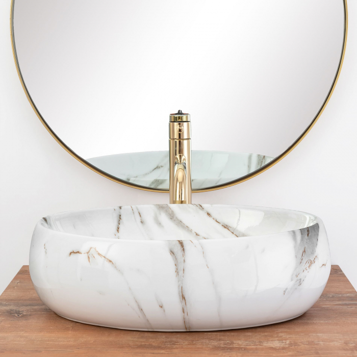 Lavoar pe blat Linda, ceramica, imitatie de piatra [3]