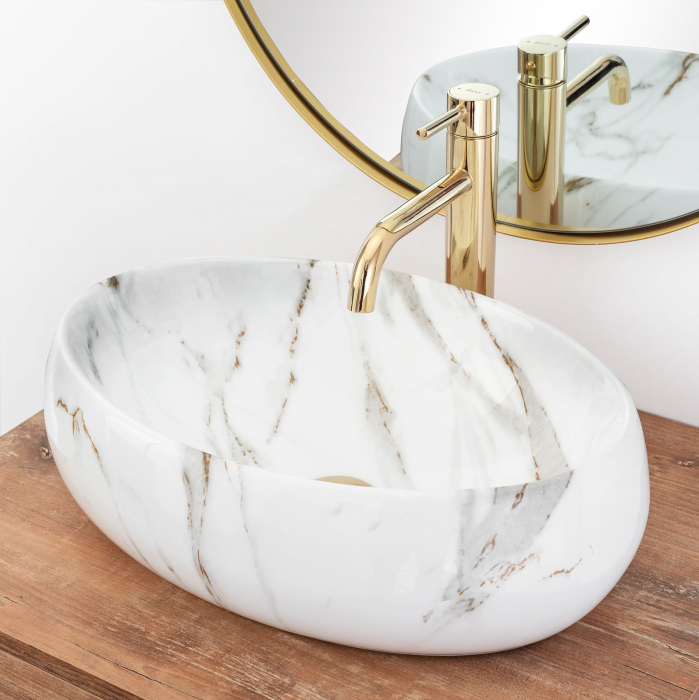 Lavoar pe blat Linda, ceramica, imitatie de piatra [4]