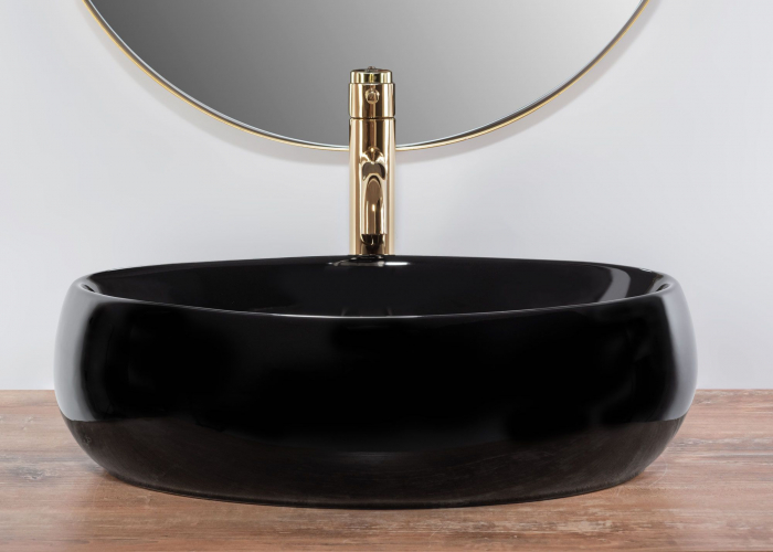 Lavoar pe blat Linda Black, ceramica, negru lucios [5]