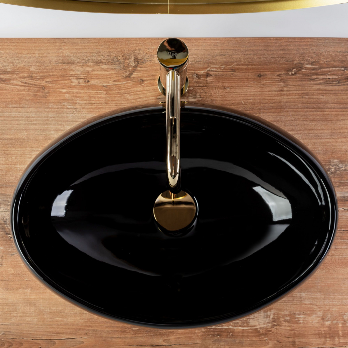 Lavoar pe blat Linda Black, ceramica, negru lucios [4]
