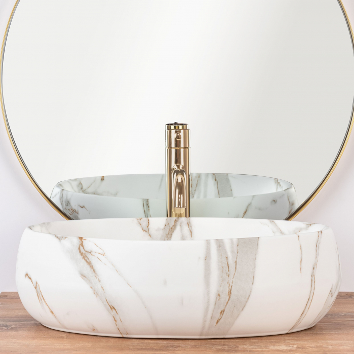 Lavoar pe blat Linda Lava Mat, ceramica, imitatie de piatra [3]
