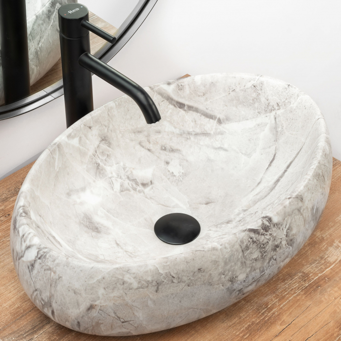 Lavoar pe blat Linda Stone, ceramica, imitatie de piatra [5]